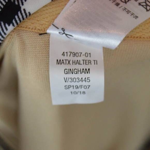 GAP Plus Size Black & White Gingham Check One Piece Halter Tie Swimsuit Size XXL - Picture 6 of 7